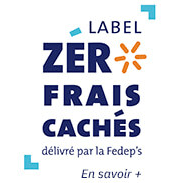 Logo du label “Zéro frais cachés” délivré par la Fedep’s, sur fond blanc avec un astérisque