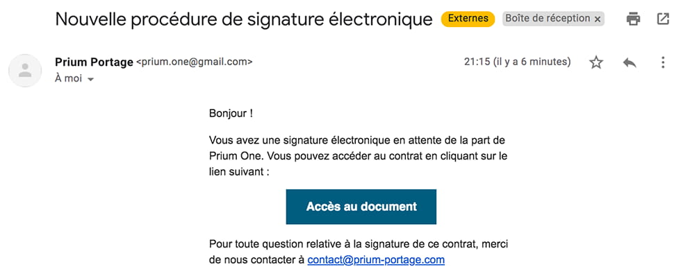 La signature électronique : ouverture d'un e-mail