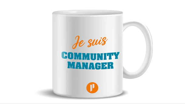 Mug avec inscription "Je suis Community manager" et logo Prium Portage