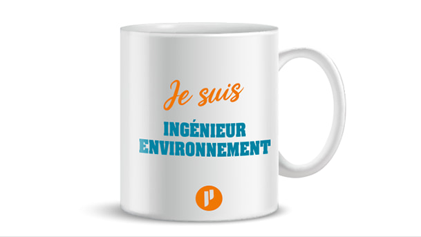 Mug avec inscription "Je suis Ingénieur environnement" et logo Prium Portage