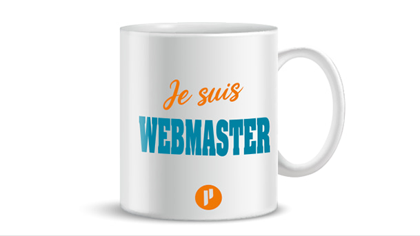 Mug avec inscription "Je suis Webmaster" et logo Prium Portage