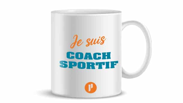 Mug avec inscription "Je suis Coach sportif" et logo Prium Portage