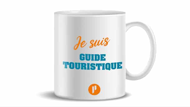 Mug avec inscription "Je suis Guide touristique" et logo Prium Portage