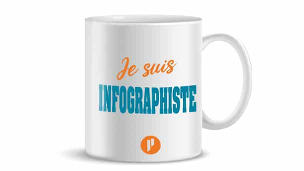 Mug avec inscription "Je suis Infographiste" et logo Prium Portage
