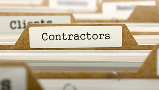 A separator sheet with the word "Contractors"