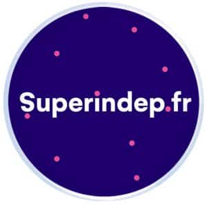 Macaron sur fond blanc "Superindep.fr"