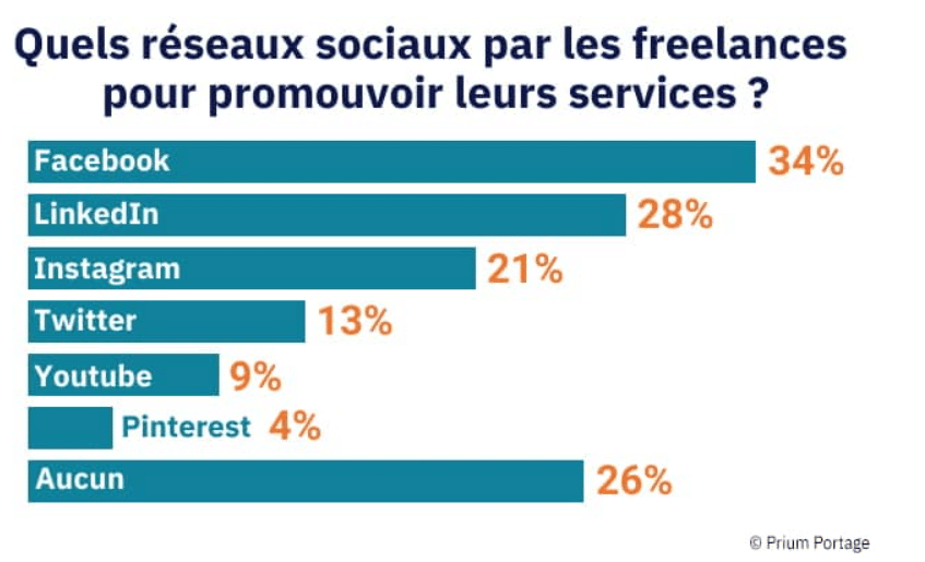 répartition des réseaux sociaux par les freelances